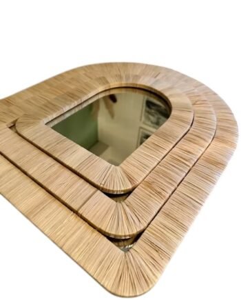 Miroir En Raphia En Forme D’arche – Tissé À La Main
