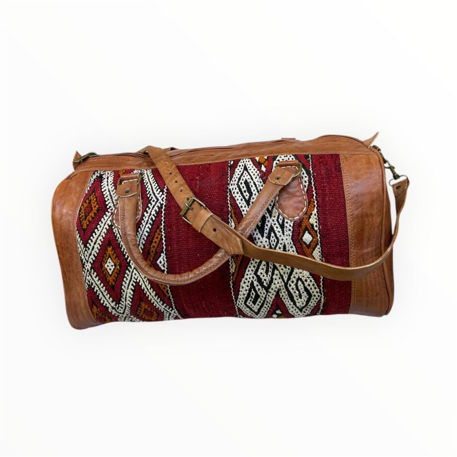 Sac de voyage en cuir avec motifs berbère